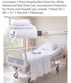 3 Piece Waterproof Hospital Bed Sheet Set for Home and Hospital Use NIP